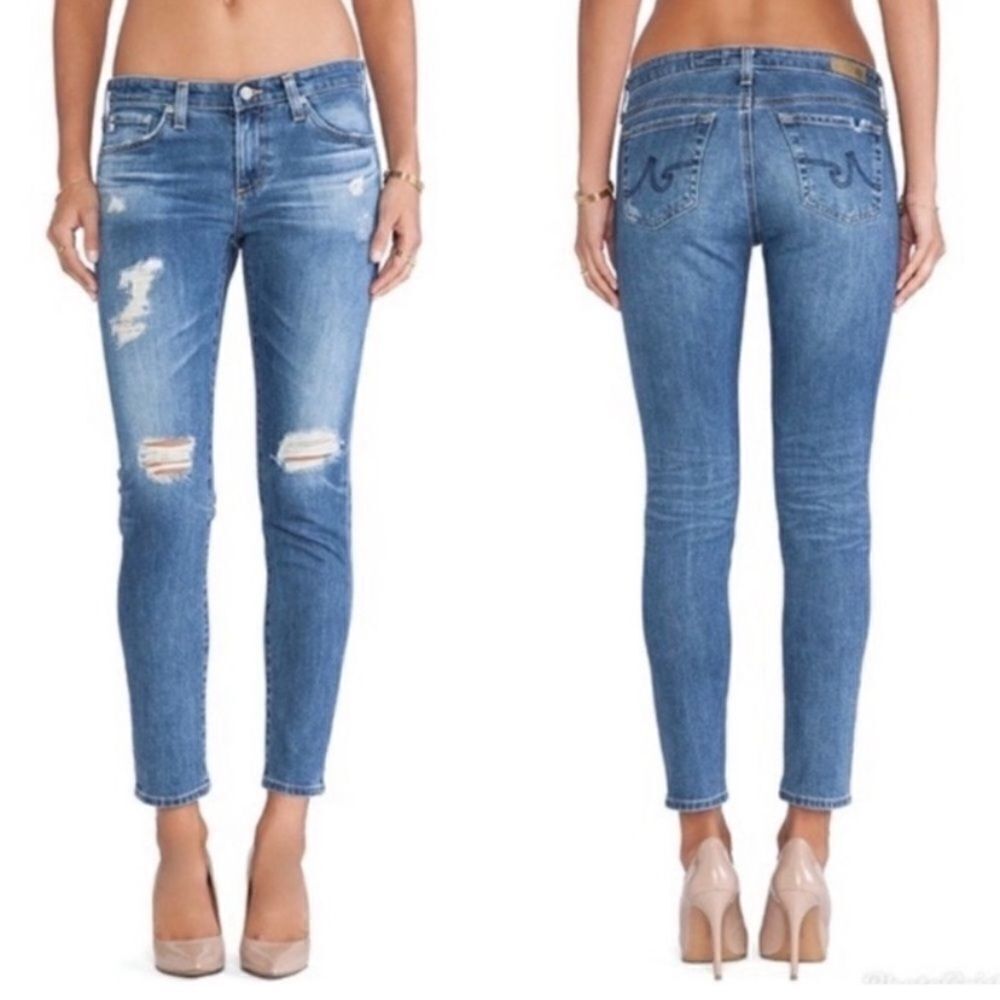 AG ‘The Stilt’ Cigarette Skinny Lightly Distressed Ankle Jean
